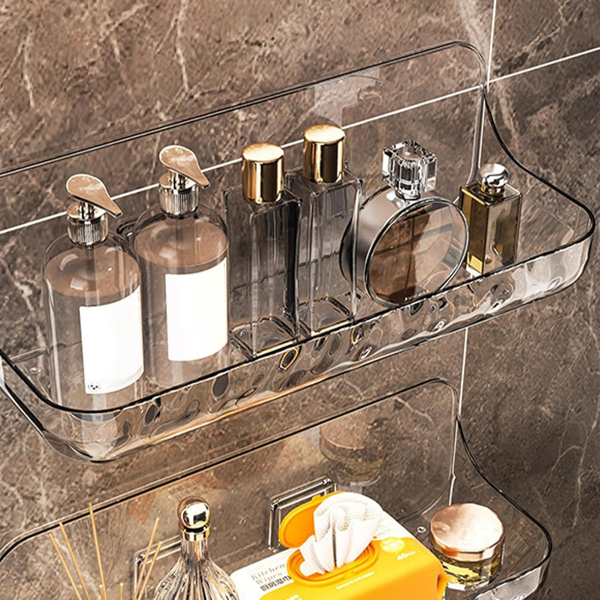 Wall-mounted acrylic shelf with easy mounting