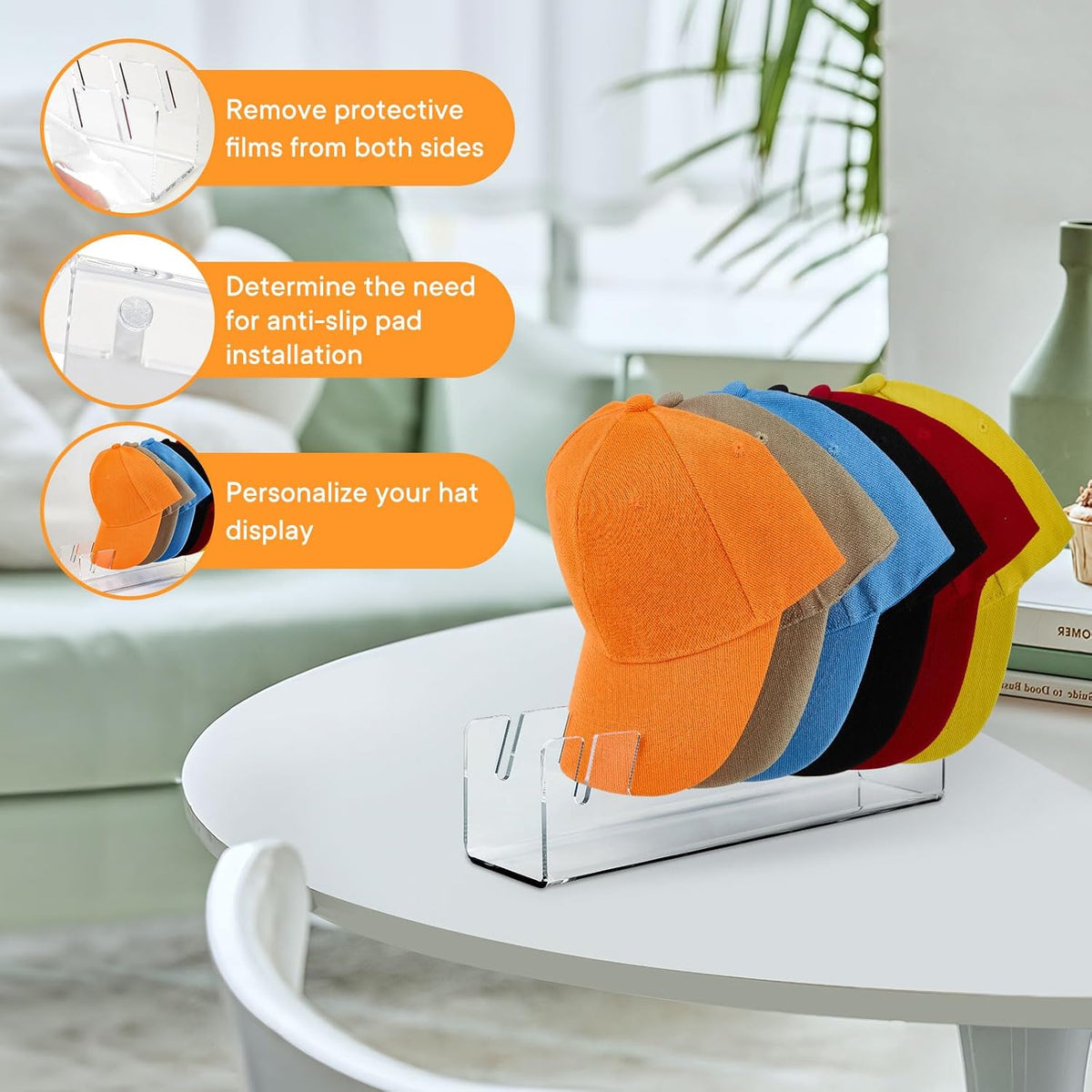 Acrylic hat holder for shelves