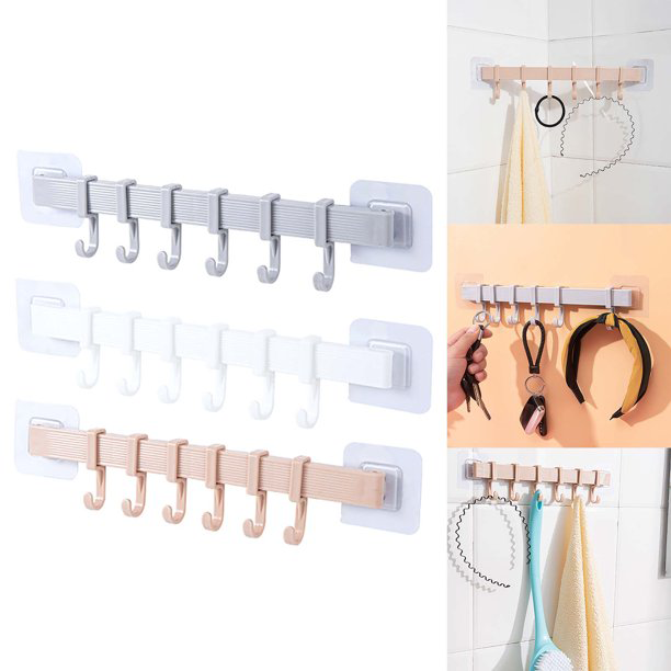 Multi-purpose 6-row adhesive hook for kitchen and bathroom