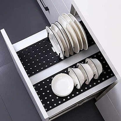 Durable adjustable drawer plate rack