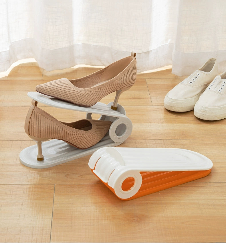 Adjustable double-layer shoe slot organizer