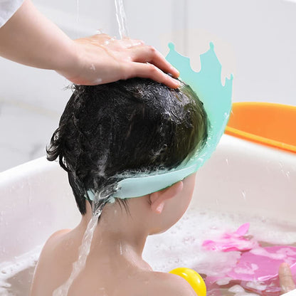 Soft EVA baby shower cap that keeps water out of the eyes