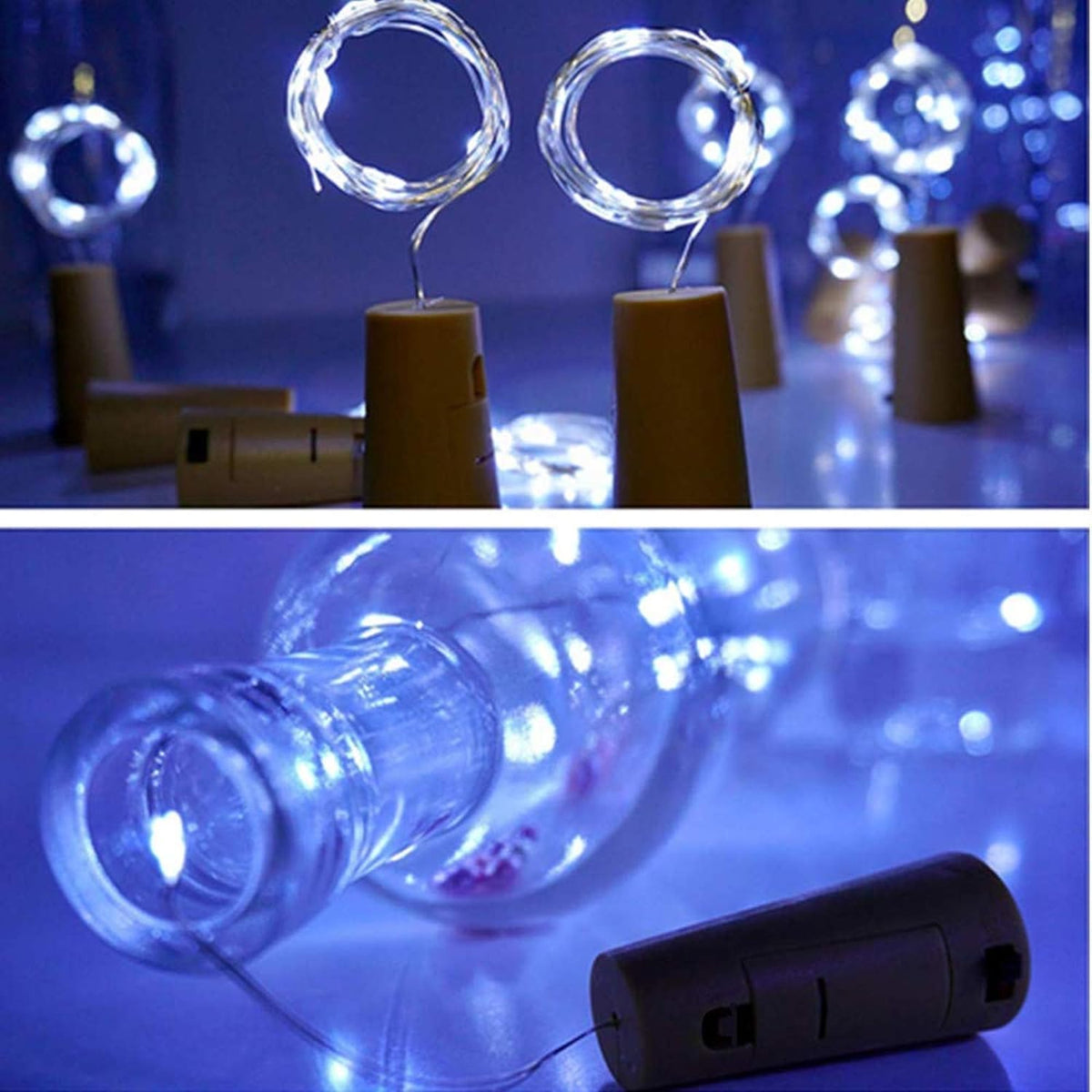 Bottle cork lights, white light