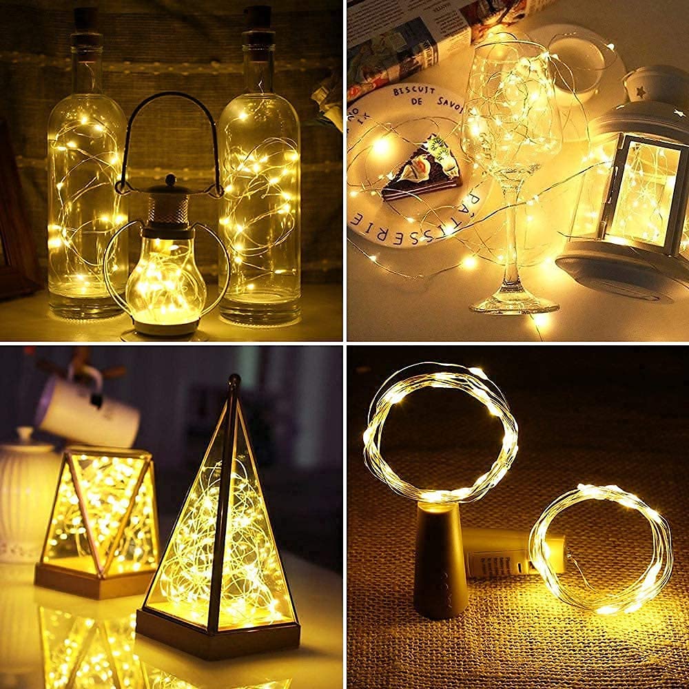 Bottle cork lights, warm yellow light