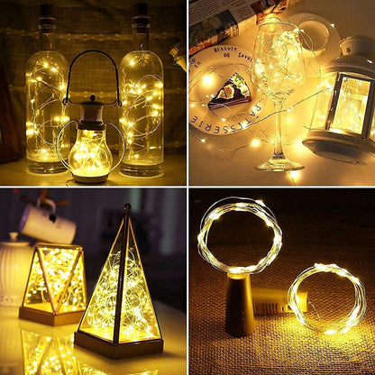 Bottle cork lights, warm yellow light
