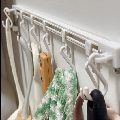 Adhesive track hook rack for cabinets