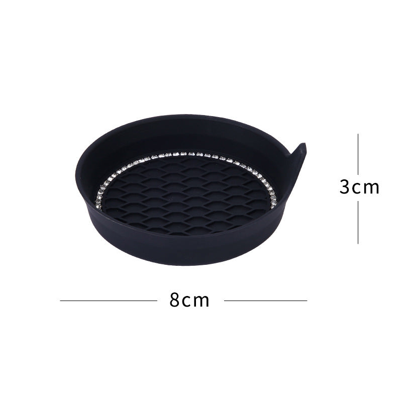 Car drink coasters, black with crystals