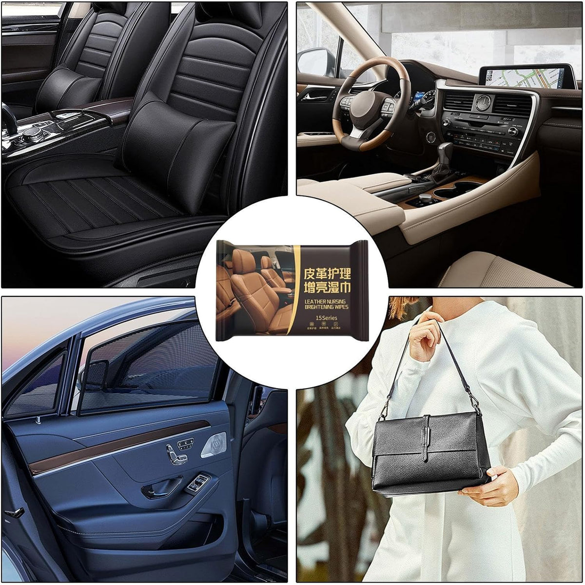 Portable leather cleaning wipes