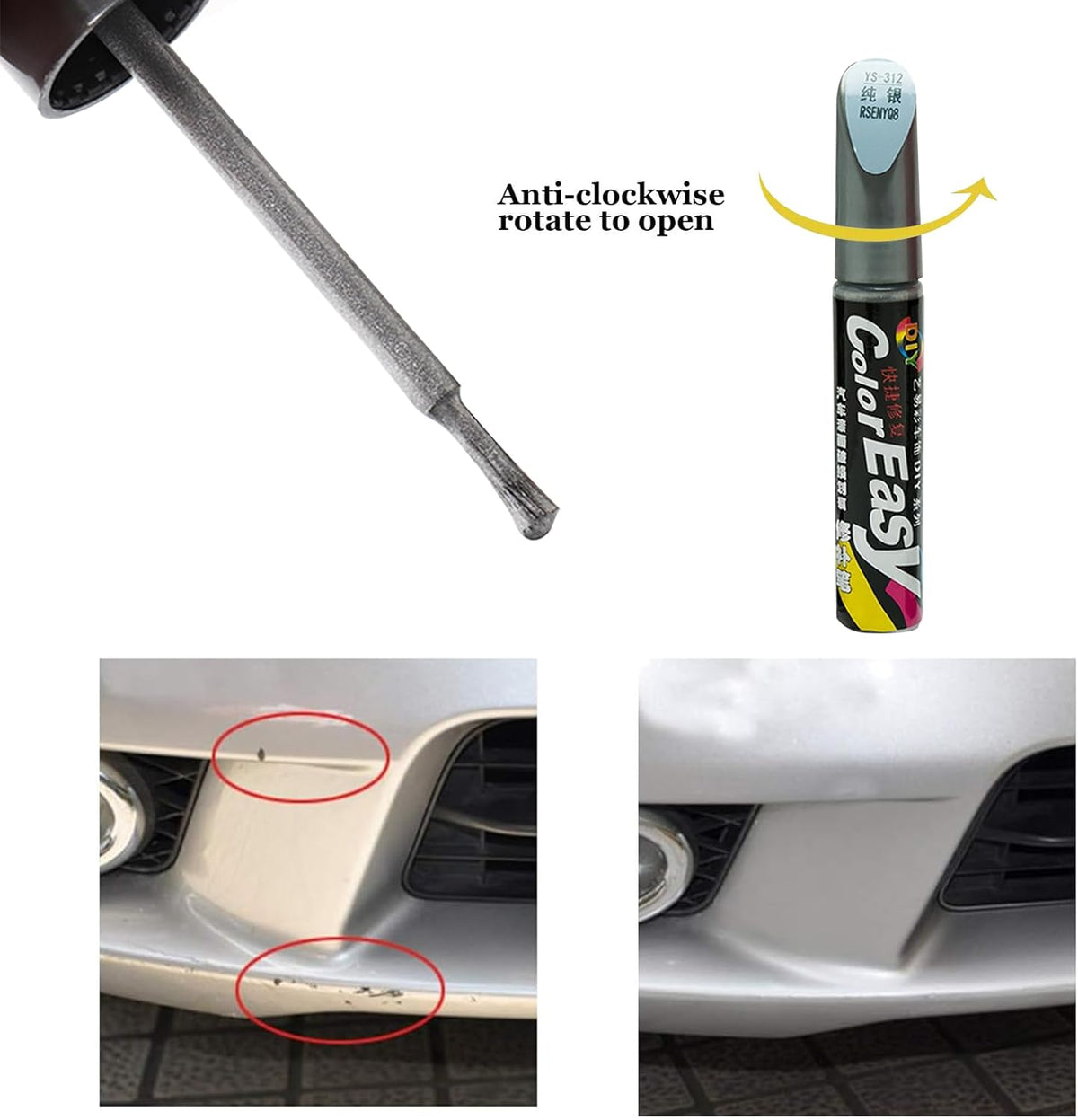 Car scratch repair pens in 3 colors