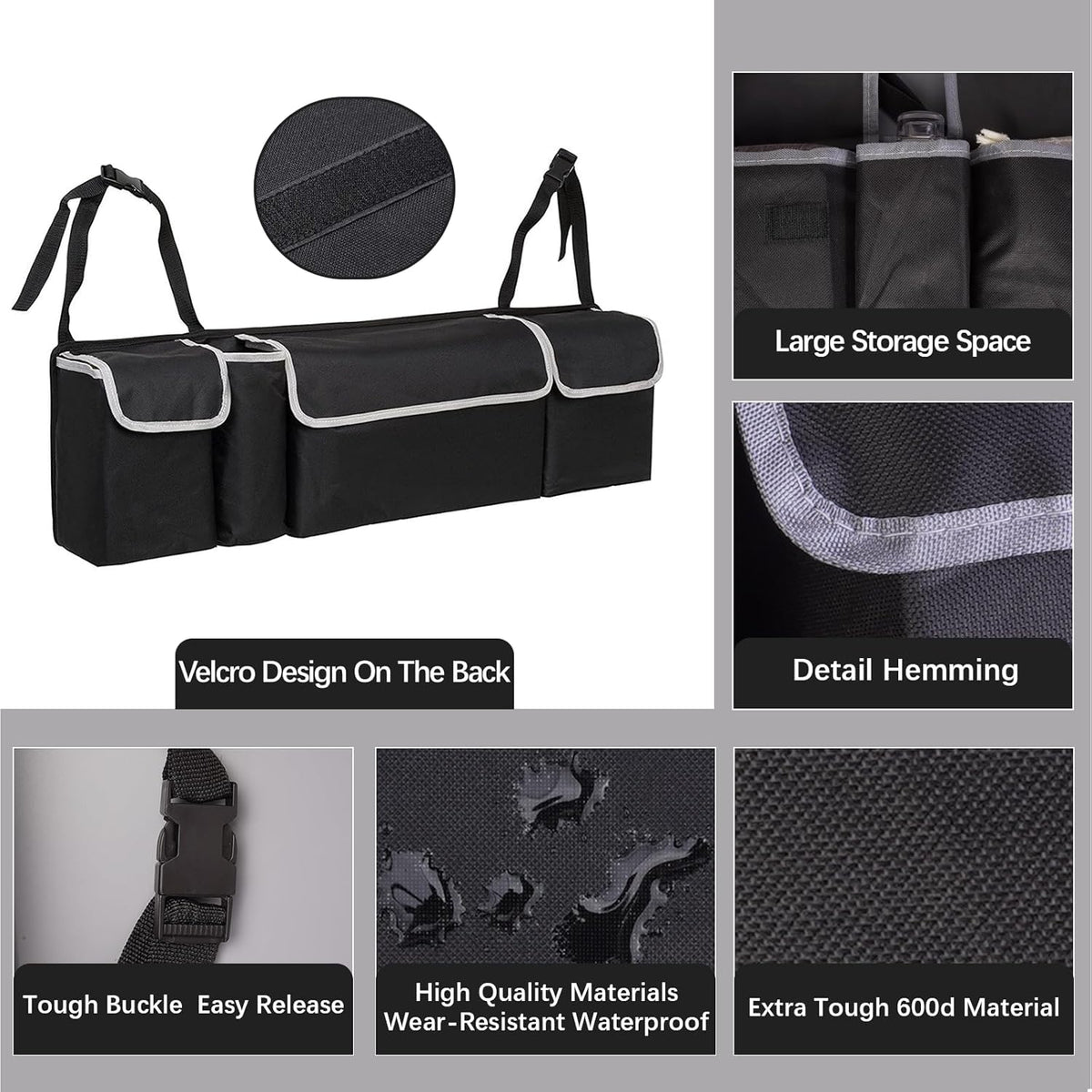 Car trunk organizer with handles