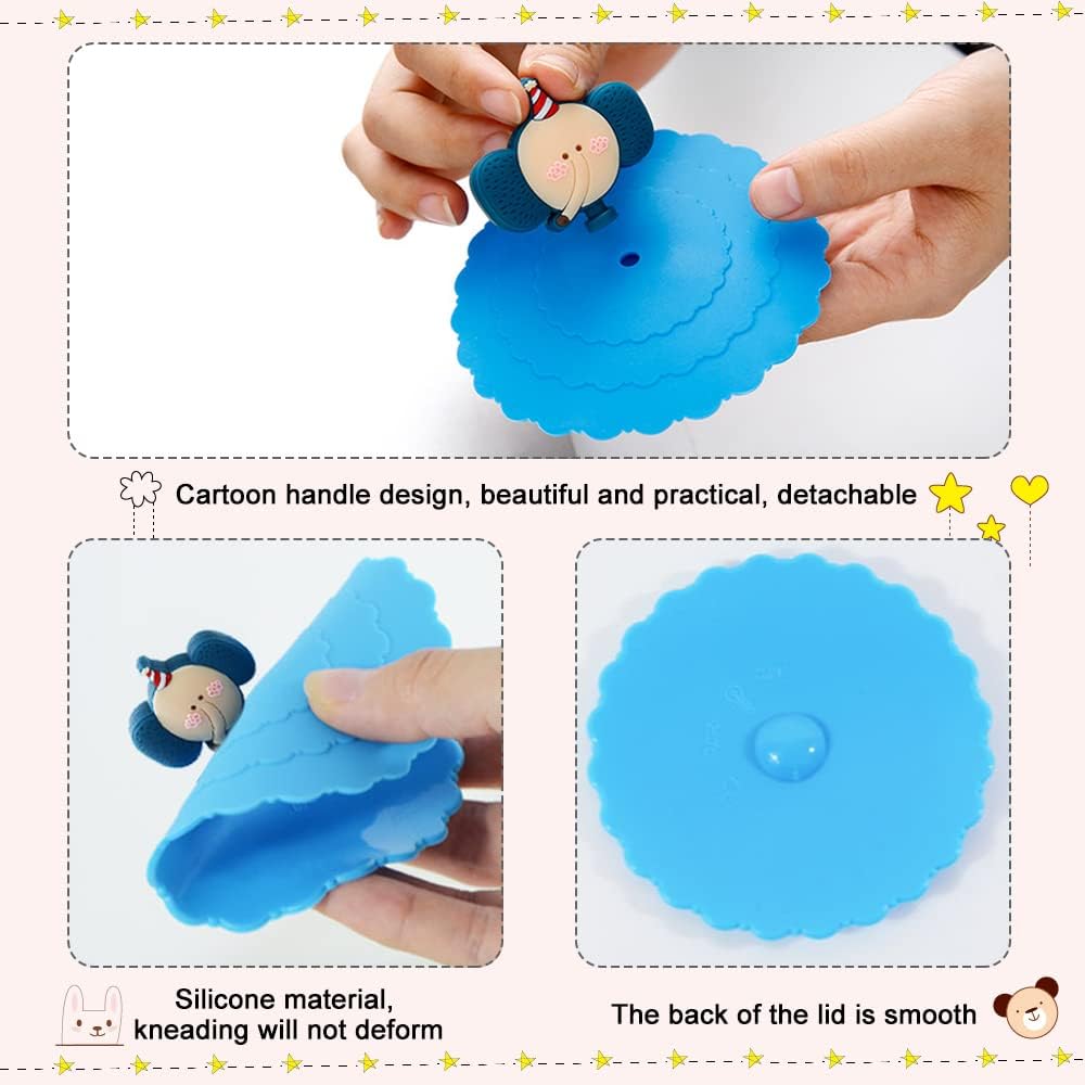 Cute cartoon silicone lid for drinks