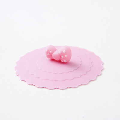 Cartoon silicone cup lid, pink bow