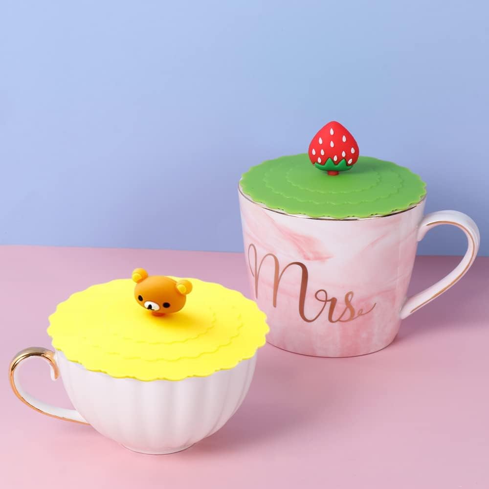 Cartoon silicone cup lid with a tight seal