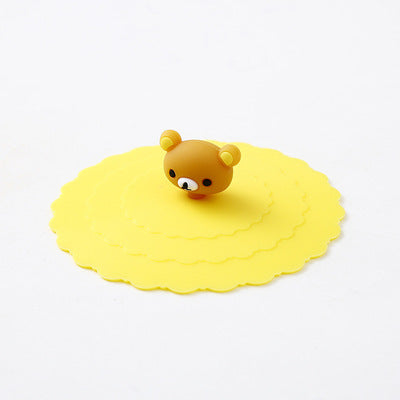 Cartoon silicone cup lid, yellow bear