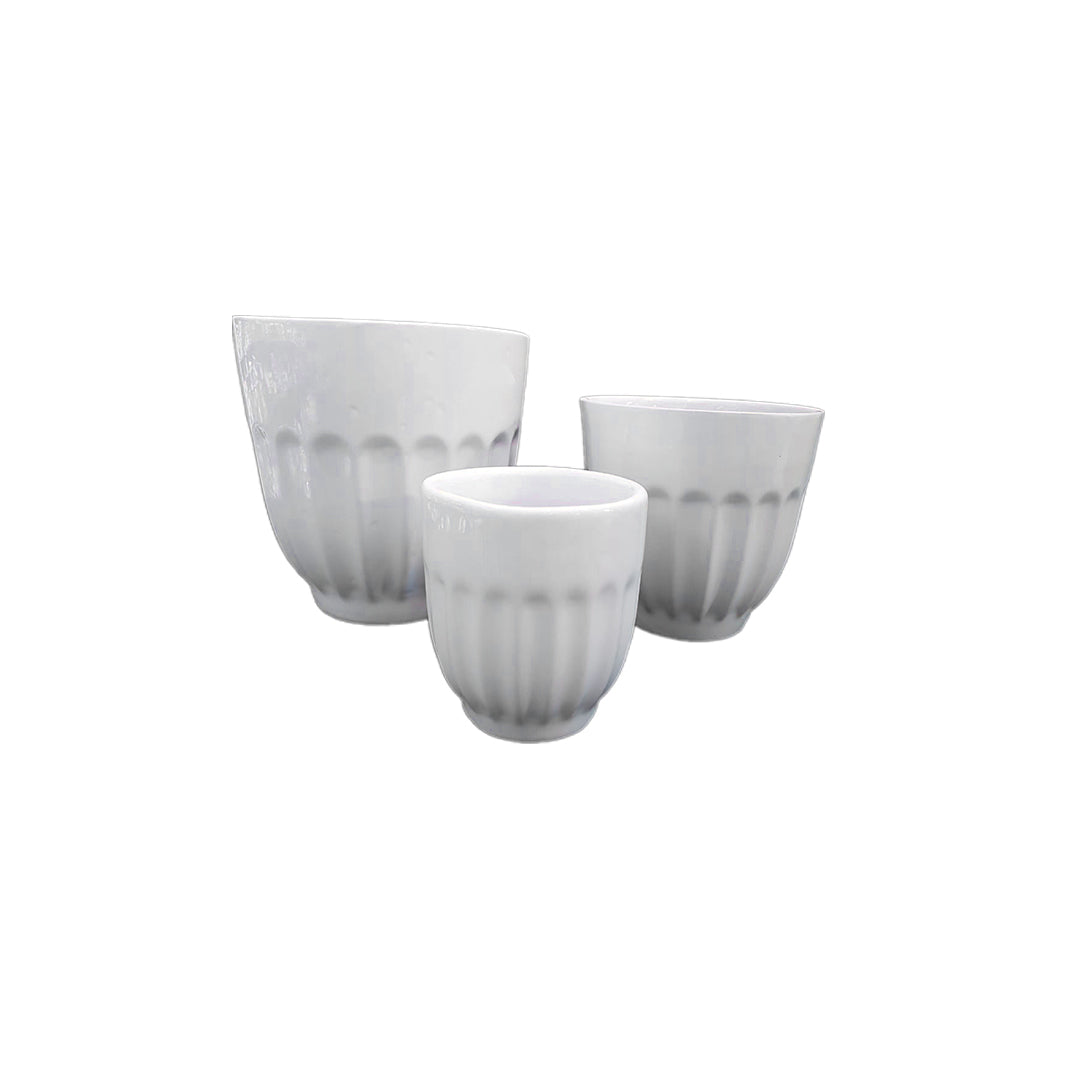 White ceramic plant pot set, style 1