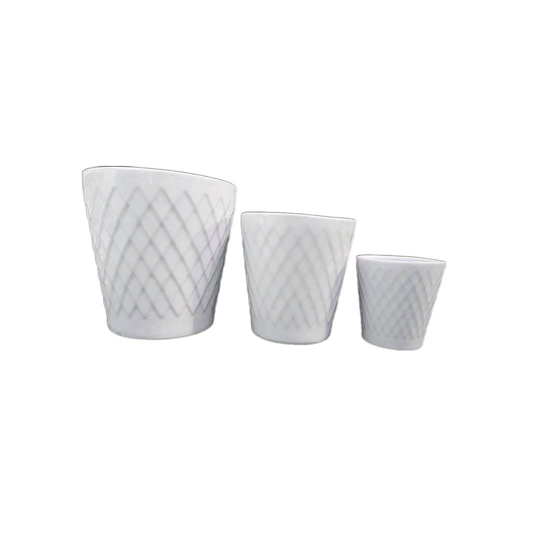 White ceramic plant pot set, style 2