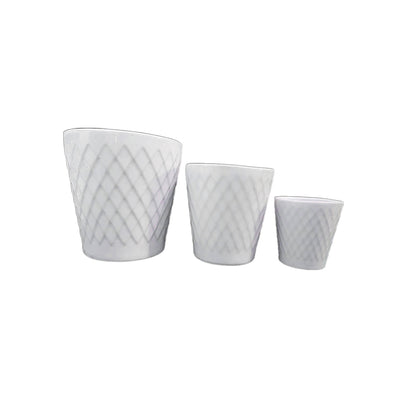 White ceramic plant pot set, style 2