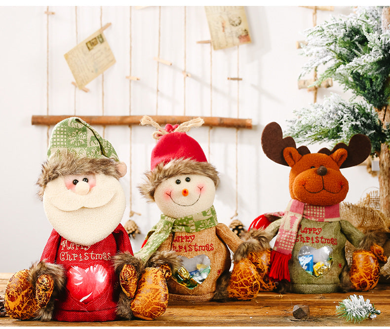 Linen Christmas gift pouches