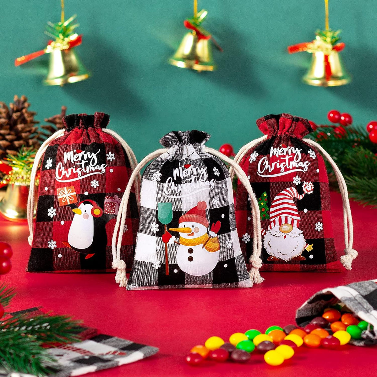 Christmas drawstring gift bags