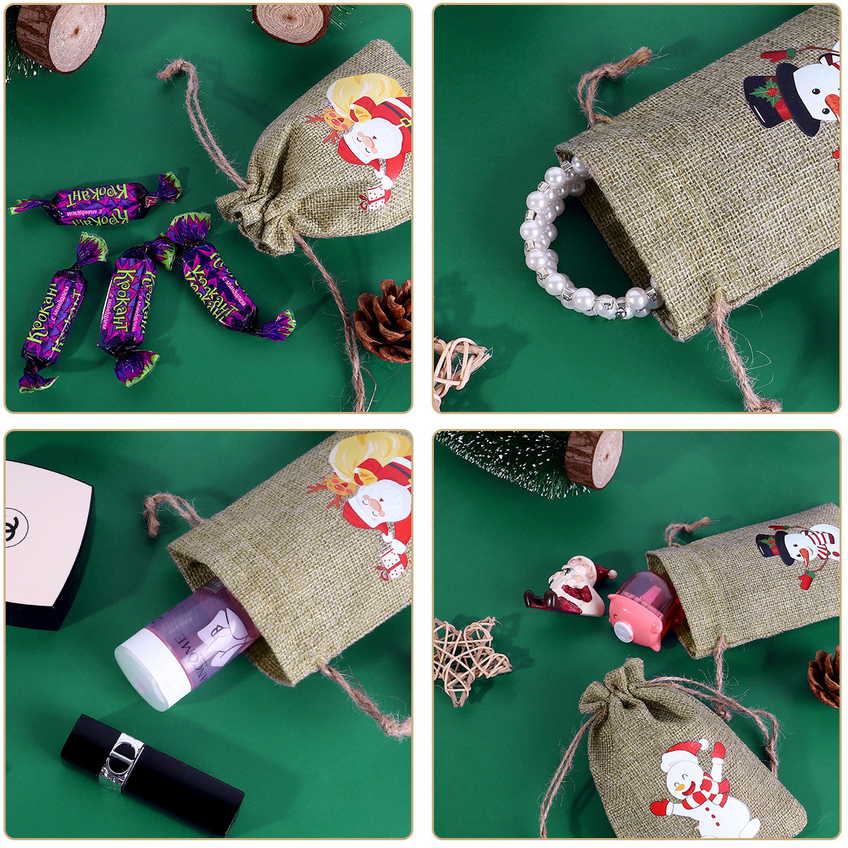 Holiday gift bags with drawstring