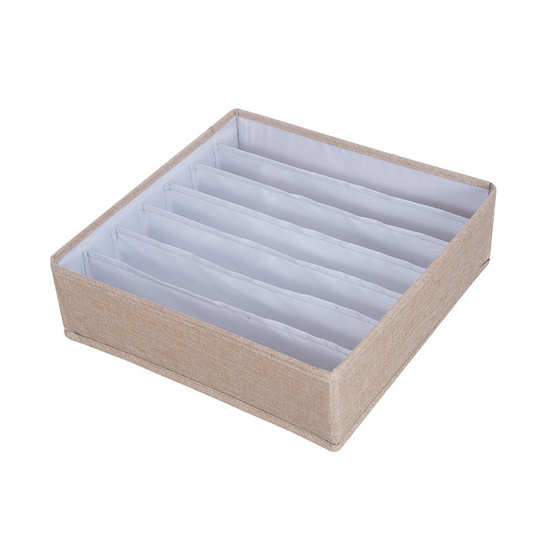 Clothes drawer organizer, 7 grids for bras in beige