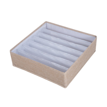 Clothes drawer organizer, 7 grids for bras in beige