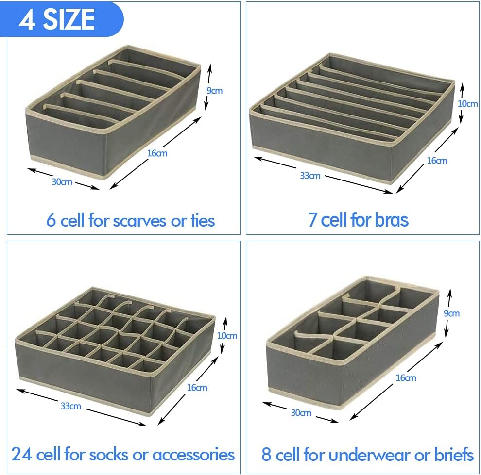 Drawer organizer for socks, underwear and bras