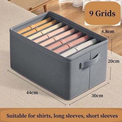 Clothes organizer with 9 grids for shirts and t-shirts