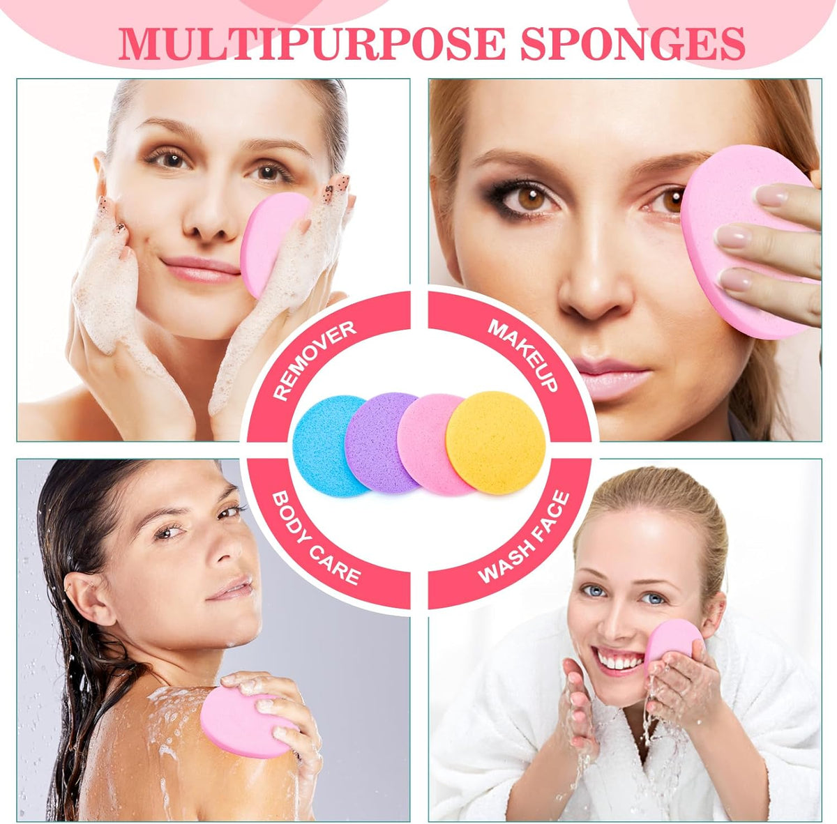 Reusable facial cleansing sponges