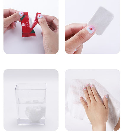 Compressed towel tablets that expand with water