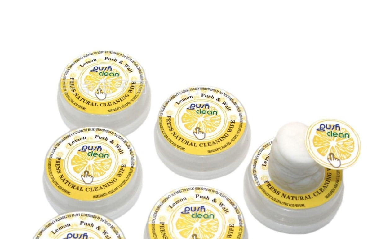 Compressed wet wipes, lemon scented
