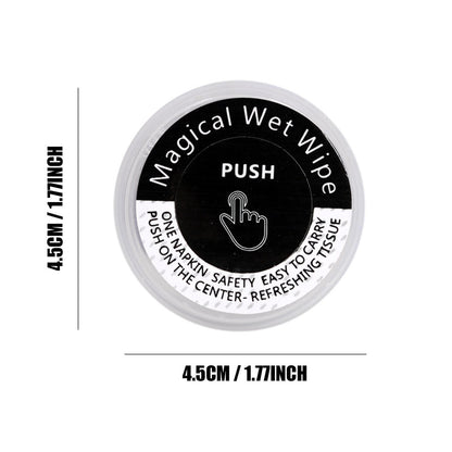 Compressed wet wipes for travel, hiking and outdoor use
