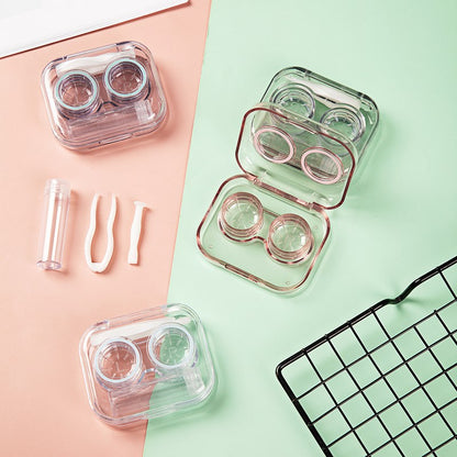 Contact lens case kit with tweezers and applicator