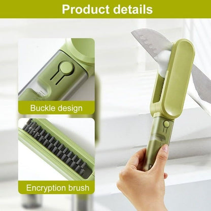 Brush that cleans both sides of knives and forks
