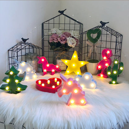 Decorative LED night lamp powered by 3 LR44 batteries