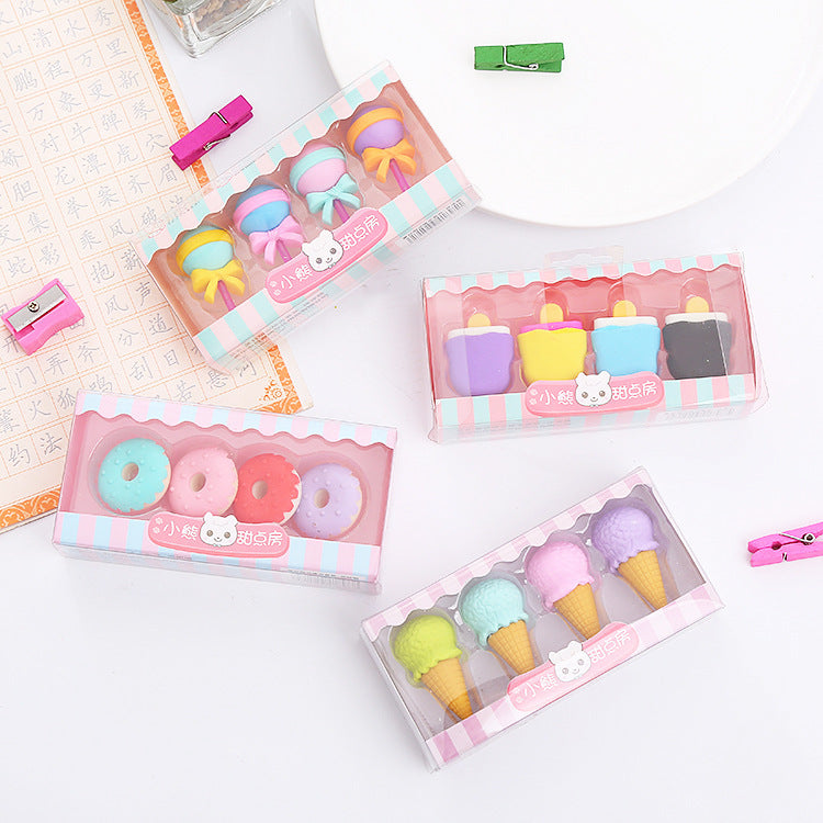 Children's dessert theme erasers, pack of 4