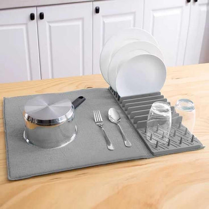 Kitchen drying mat and rack set