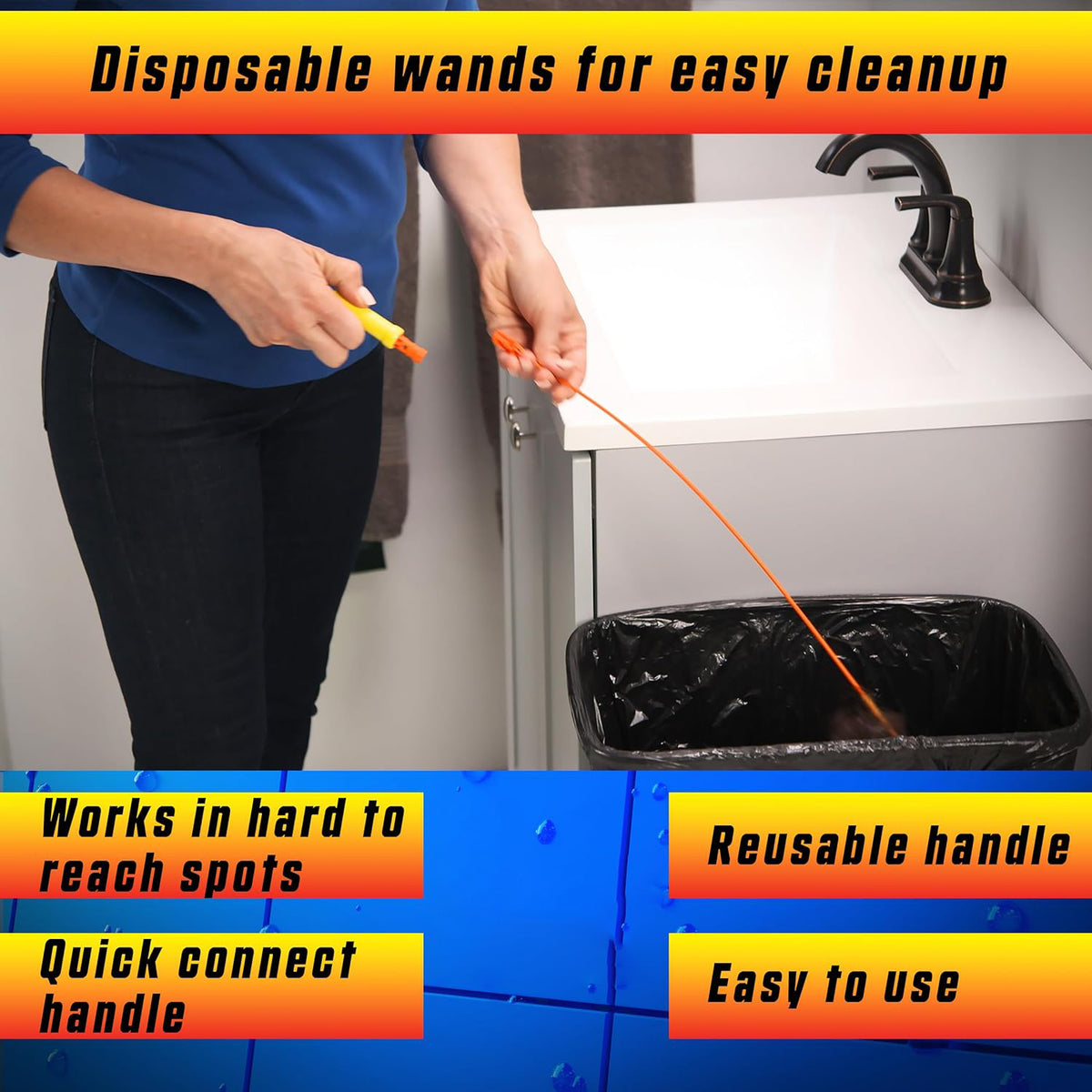 Drain snake for sinks and showers