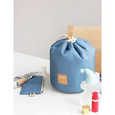 Drawstring makeup and toiletries bag in blue
