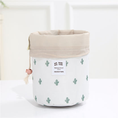 Drawstring makeup and toiletries bag, cactus print