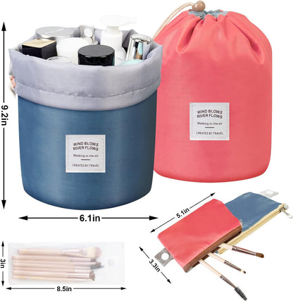 Portable toiletries drawstring pouch for travel