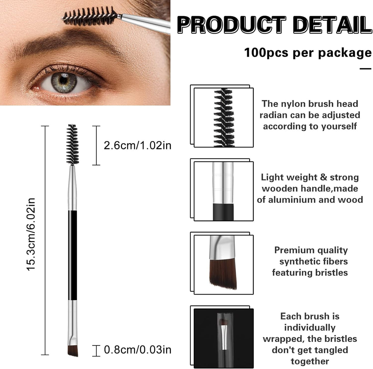Eyebrow grooming brush