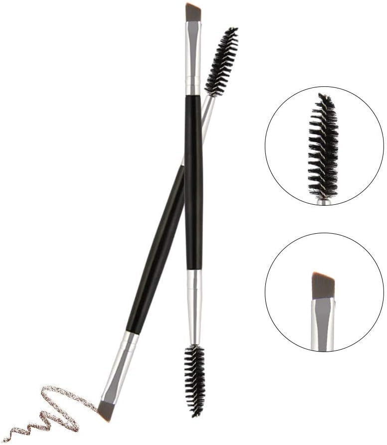 Dual ended eyebrow brush with two brush ends