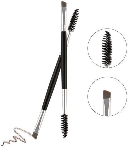 Dual ended eyebrow brush with two brush ends