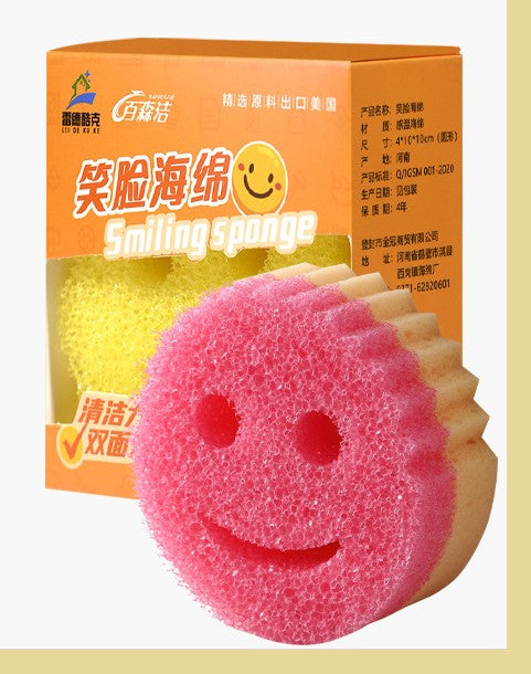 Dual sided cleaning sponge in pink