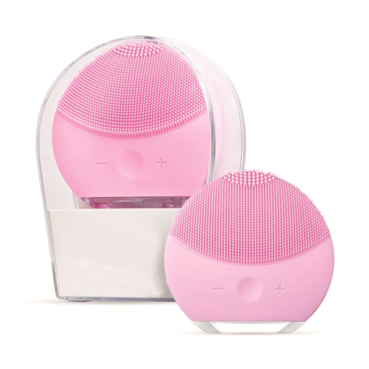 Electric facial cleanser in pink