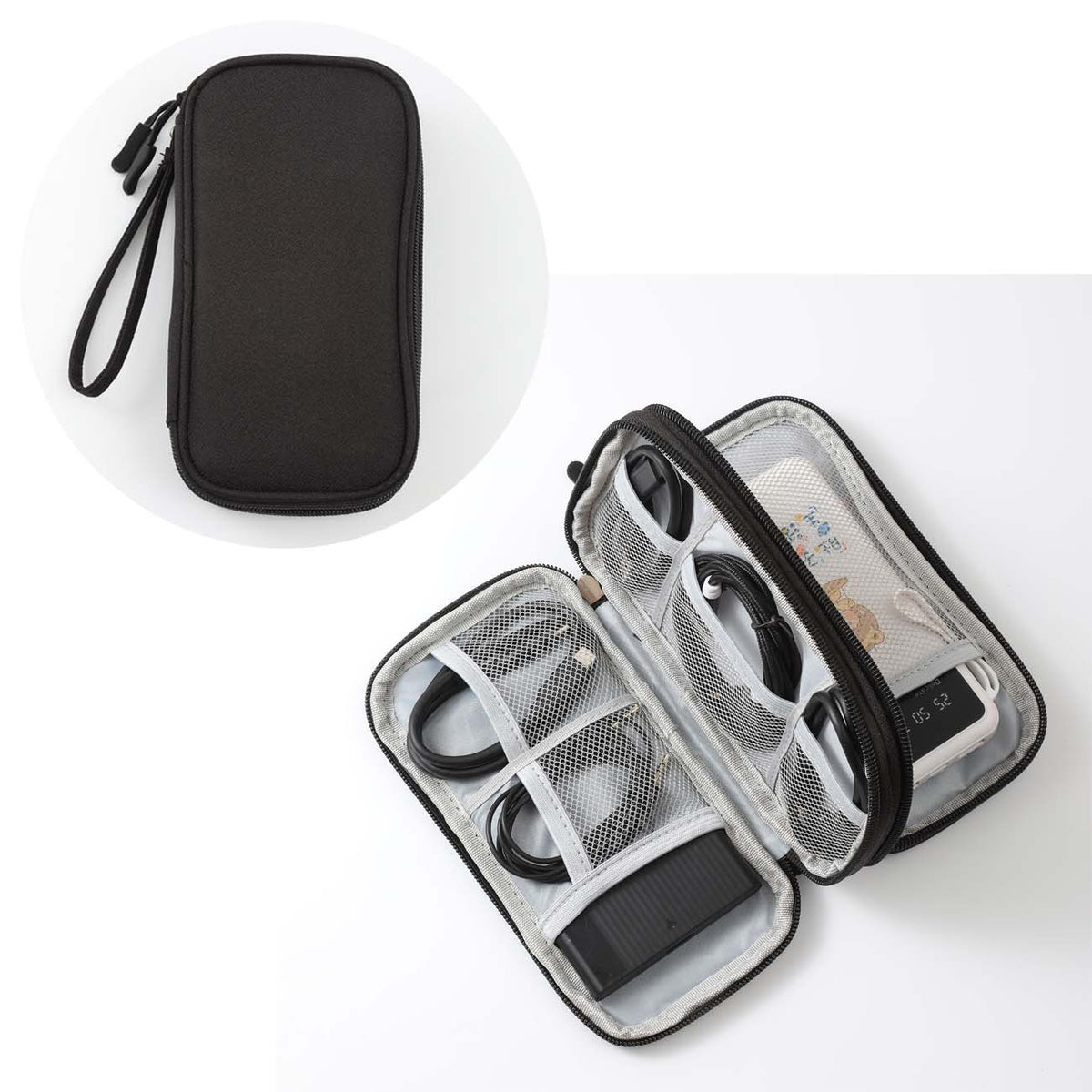 Electronics travel organizer in black