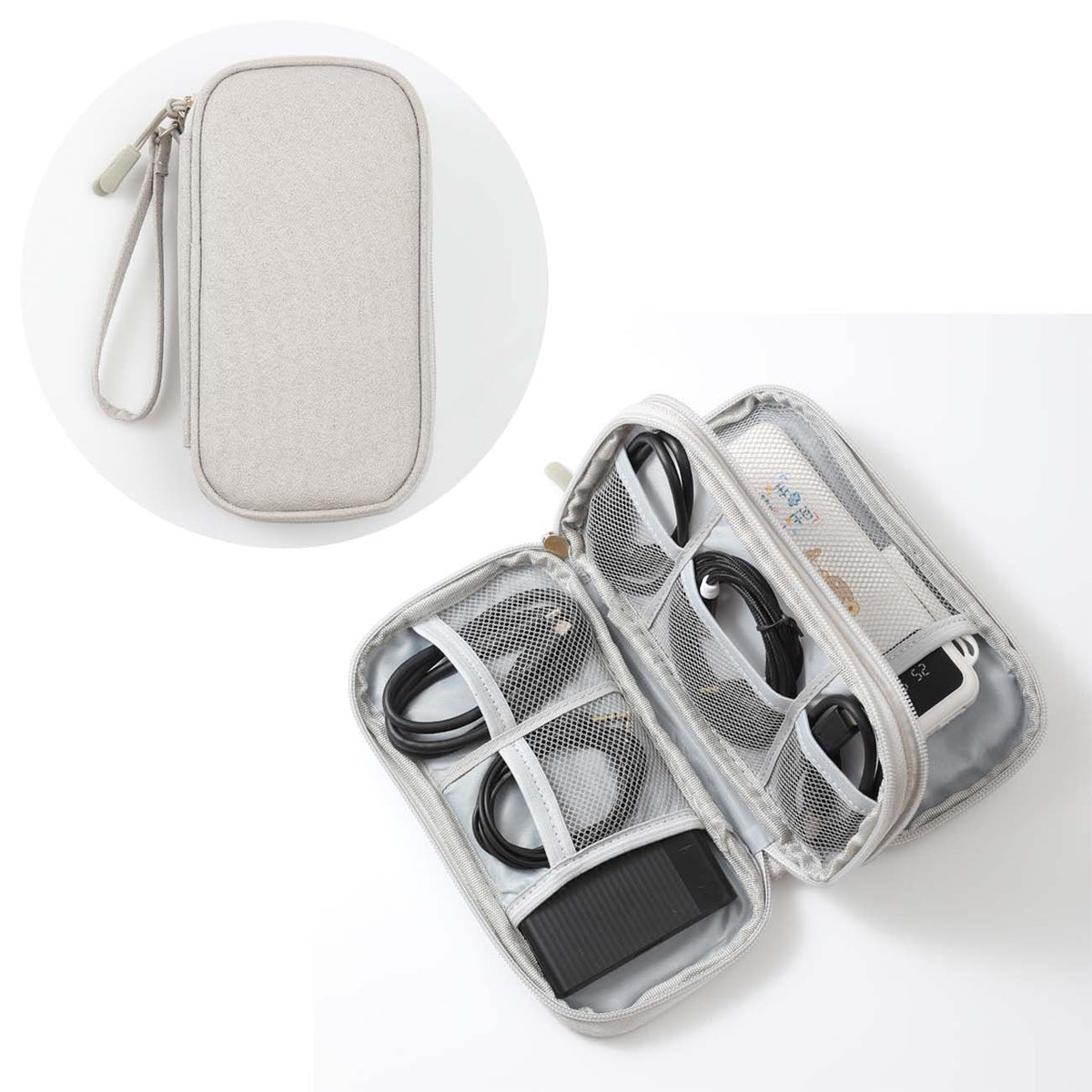 Electronics travel organizer in grey