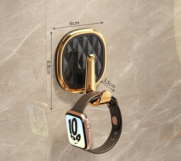 Elegant square hooks, black with gold