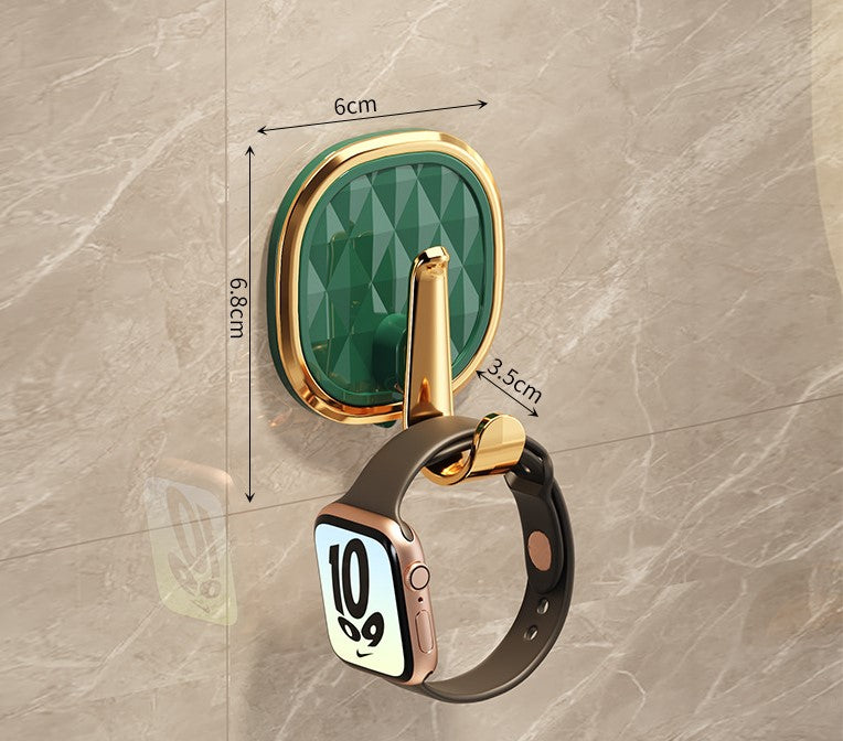 Elegant square hooks, green with gold